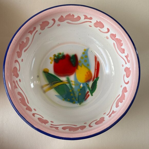 Vintage Enamel Floral Bowls - Set of 4 - Picture 3 of 14